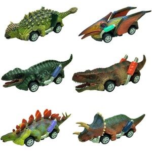 DINOBROS 12 Pack Dinosaur Pull Back Cars Toy Set Kids Gift Party Favors